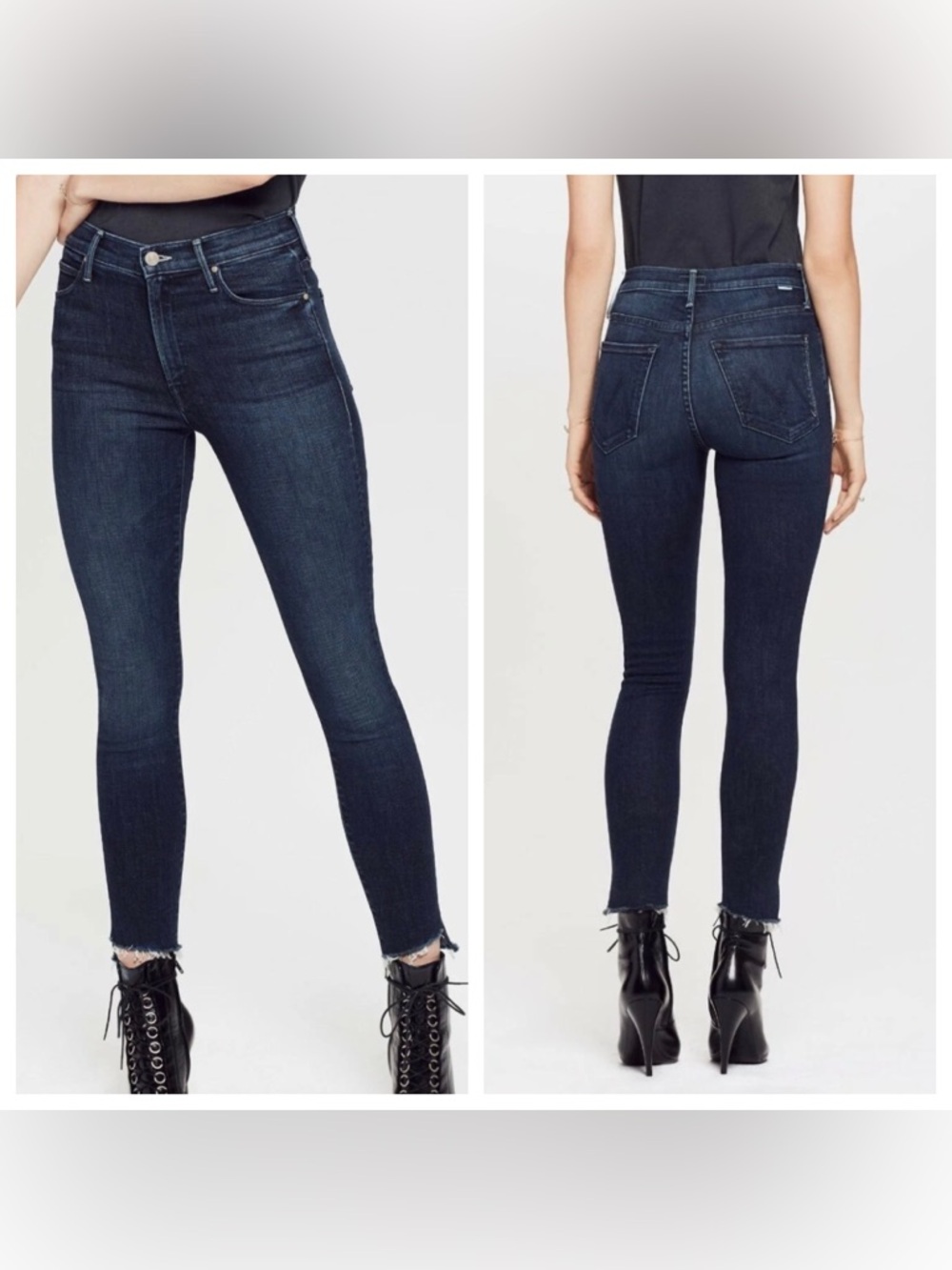 MOTHER denim Stunner Ankle Step Fray Jeans Disco Dolls wash high rise 28